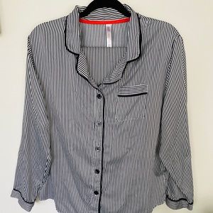 Satin Black & White Pinstrip Pajama Set